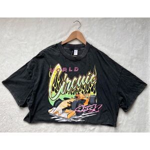 H&M Divided World Circuit Graphic Print Oversized Boxy Cropped Top, Size XL